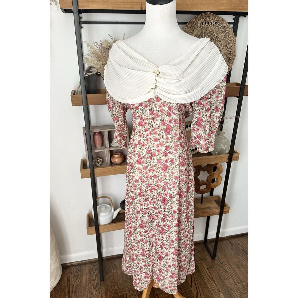 Vintage Paris Sport Club Size 9/10 Floral Midi Tea Dress
